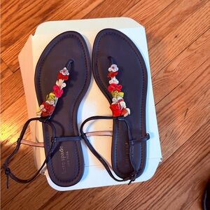 kate spade blue sandals with multicolor floral accents